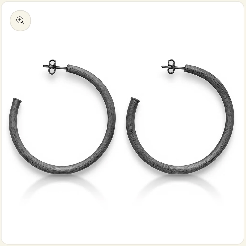 Sheila Fajl Everybody’s Favorite Hoop Brushed Gun Metal Earrings 2.5”